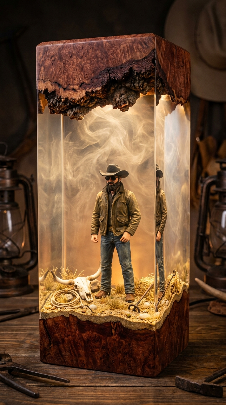 Handmade Yellowstone Resin Lamp